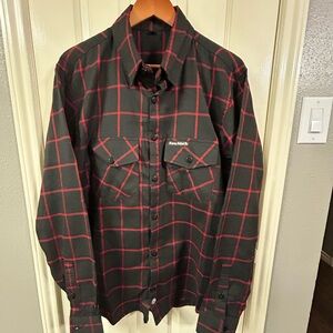 2 Demons Behind Me Men’s Plaid Button Down Shirts Size L Worn Once